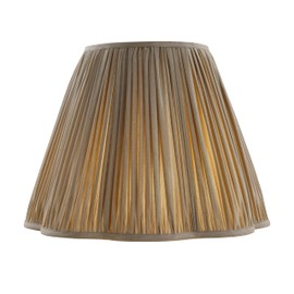 Aspen Creative 34248, Bottom Scallop Gather Pleated Traditional Spider Lamp Shade in Gold Faux Silk Fabric, 9" Top x 18" Bottom x 14" Slant