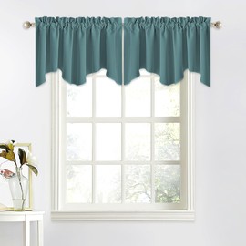 NICETOWN Kitchen Valances Curtains for Windows Living Room Bedroom Bathroom Toppers Farmhouse Style Rustic Thermal Insulated Rod Pocket, W52 x L18 Inch Length, Greyish Blue, 1 Pair
