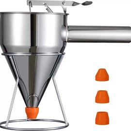 40oz/1200ml Stainless Steel Pancake Batter Dispenser with Stand, 4 Multi-Caliber Nozzles (0.31"/0.47"/0.55"/0.67") for Cupcakes, Waffles, Cakes, Crepes & Icing – Commercial & Home Use