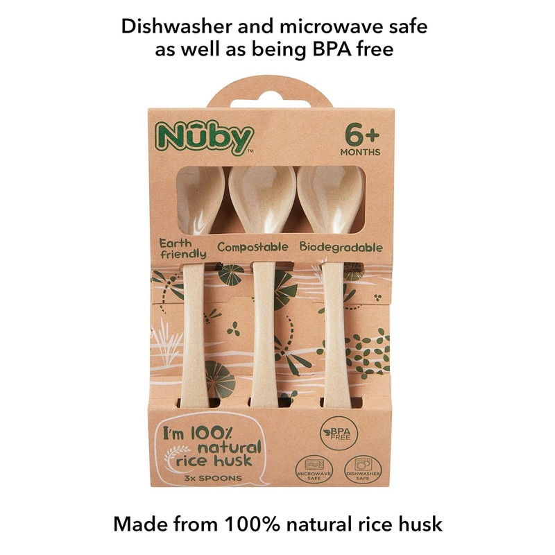 Nuby Eco-Friendly Natural Rice Husk 3 Piece Spoon Set- 3