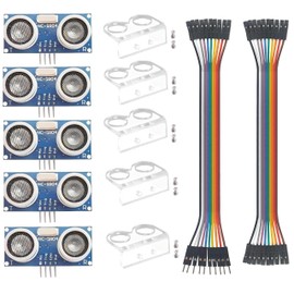 MTDELE 5 Pcs HC-SR04 Ultrasonic Sensor Module for Arduino R3 UNO MEGA XBee ZigBee Nano Robot with 5Pcs Mounting Bracket
