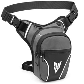 YERUUE Leg Bag Motorcycle Waterproof for Men Women Motorcycle Bag Leg with Reflective, Removable Adjustable Leg Strap, Sports Thigh Bag for Hiking Climbing, gray, western