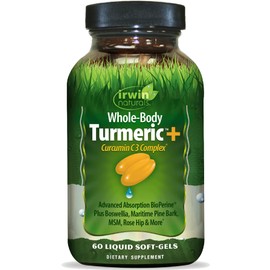 Irwin Naturals Whole-Body Turmeric + Curcumin C3 Complex - 120 Liquid Soft-Gels - with Boswellia, Maritime Pine Bark, MSM & Rose Hip