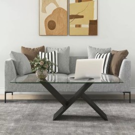 Costway 47" Modern Rectangle Glass Coffee Table Living Room With Tempered Glass Tabletop