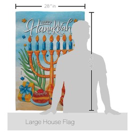 Hanukkah Feast Wall Decor American Flag Banner Pack Patio Lawn Garden Patriotic Outdoor Decoration Indoor Tapestry Yard Sign Menorah Jewish Chanukah festival Jews Hebrews Isreal Star David Made In USA