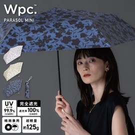 [2025] Wpc. 801-16853-102 Parasol Light Filtering Lightweight Flower Silhouette Mini Beige <100% Light Blocking/99.9% UV Protection/UPF50+/Sun or Rainy Day>> Folding Umbrella Lightweight Work
