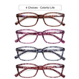 DOOViC 4 Pack Computer Reading Glasses Blue Light Blocking Anti Eyestrain Spring Hinge Stylish Readers for Women 1.75 Strength