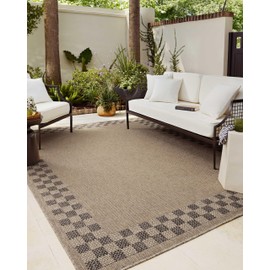 Loloi Chris Loves Julia Providence Collection PRC-01 Natural/Charcoal 6'-3" x 9'-2", .12" Pile Height, Indoor/Outdoor Area Rug