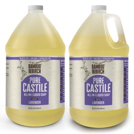 BAMBOO AND BIRCH Pure Castile Soap Liquid Organic, Certified Palm Oil Free Natural Soap, Lavender, 1 Gallon
