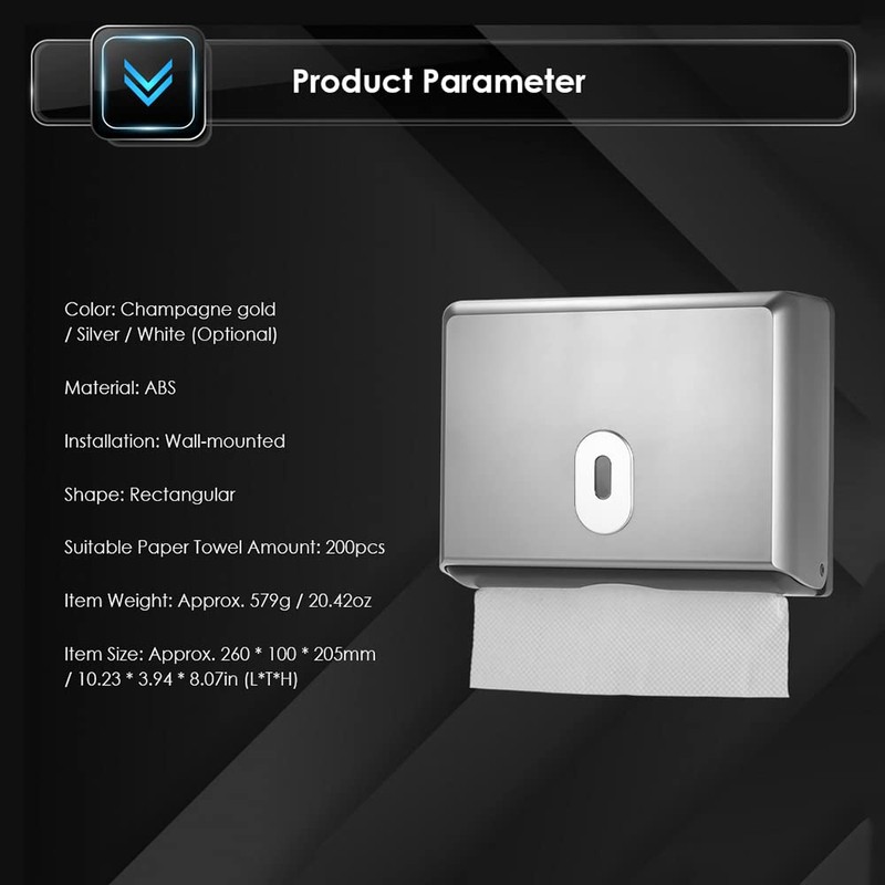 Eacam Wall-Mounted Bathroom Tissue Dispenser Tissue Box Holder for Multifold