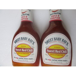 Sweet Baby Rays Wings Sauce Red Chili Seafood Chicken Spicy (2 Pack) 16oz bottles Marinades Peppers Salmon Pork Chops