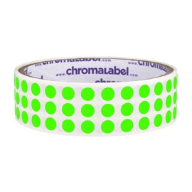 ChromaLabel 1/4 Inch Round Permanent Color-Code Dot Stickers, 1000 per Roll, Fluorescent Green