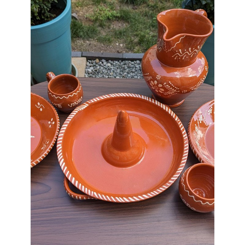 Portuguese Pottery Glazed Terracotta Clay Chicken Roaster