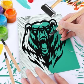 JSUOEO Lino Print Plate Set, 3 Pieces A4 A5 A6 Soft Rubber Stamp Rubber Lino Plates for Linocut with Carving Tools Linoleum Carving Set for Print Graphics Crafts DIY