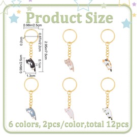 CRASPIRE 12Pcs Cute Cat Keychains Kawaii Kitty Enamel Key Chain Animal 6 Style Funny Alloy Keyrings Hanging Pendant Charm Keyrings Bulk for Purse Car Bag Backpack Decorations Party Favors Bulk