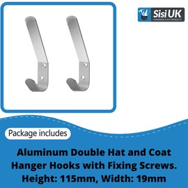 Aluminum Double Hat and Coat Hanger Hooks Coat Dress Robe & Bath Towel Hook for Bathroom Bedroom Kitchen Office Door Hooks with Fixing Screws Pack of 5.