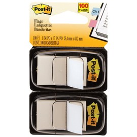 Post-it : Standard Tape Flags in Dispenser, White, 100 Flags per Dispenser -:- Sold as 2 Packs of - 100 - / - Total of 200 Each