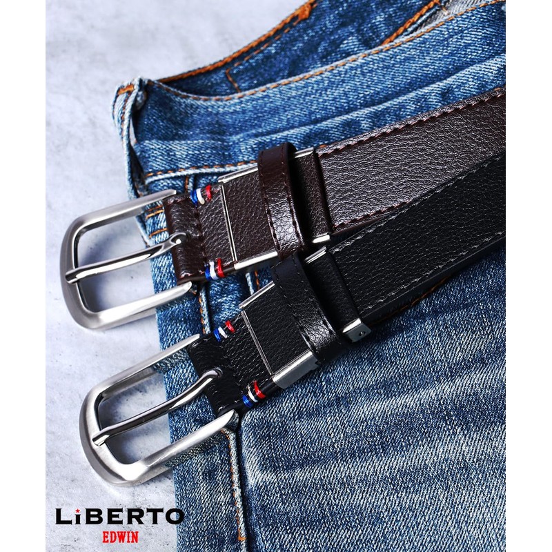 Edwin Men's Belt, Elastic Buckle, Leather, Cowhide Leather, Elastic Belt,