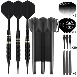 FOX SMILING Darts with Plastic Tip, Pack of 3, 22 g, 2BA Thread, with 2 in 1 Dart Flights with Shafts and Storage Box, 6 Flights, 6 PC Waves, 20 Plastic Tip for Electronic Dartboard