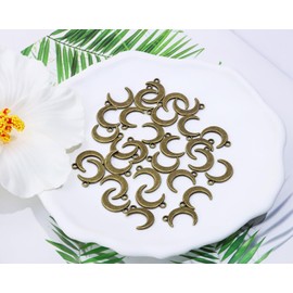 PPhtony Moon Charms Small Metal Vintage Pendant Charm Bead for Bracelet Earring Necklace Keychain Jewelry Making Cards Tags Crafting Decoration Supplies, 30PCS (Bronze)