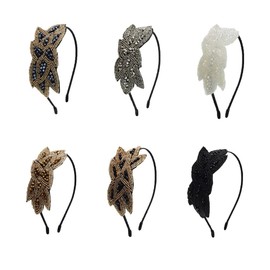 Handmade Flapper Headband Rhinestone Retro Pearl Leaf Headband Hair Accessories for Fancy Dress Party