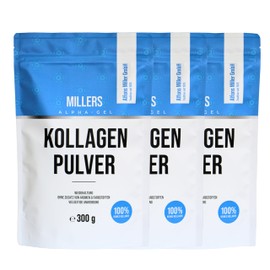 100% reines Kollagen Hydrolysat I Premium Proteinpulver I Collagen Protein Pulver I Millers Alpha-Gel 3 x 300 g I Ohne Zusatzstoffe I in Deutschland hergestellt