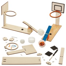 Baker Ross FN474 Wooden Basketball Shooting Kit - Pack of 1, STEM, Science, Maths and Learning Aids for Kids and Schools