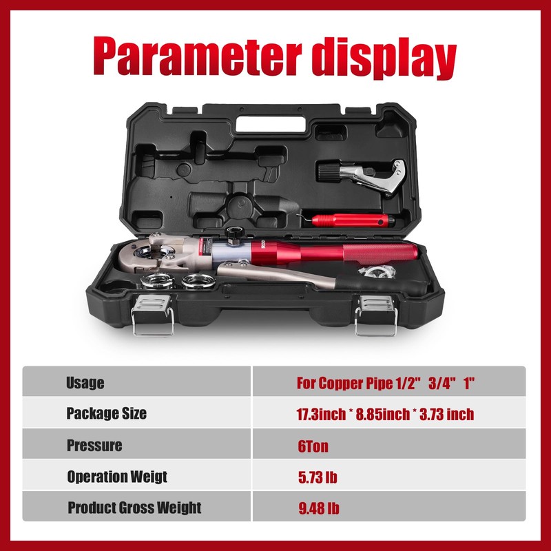 ROGVOC Propress Tool, Hydraulic Pipe Crimping Tool with 1/2, 3/4,
