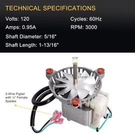 3-21-08639 Combustion Blower Exhaust Fan Motor for Harman Accentra & P35I & PF120 Pellet Stoves Inserts, with 3-21-00661 4 3/4" Single-sided Paddle Fan Blade Impeller for Harman