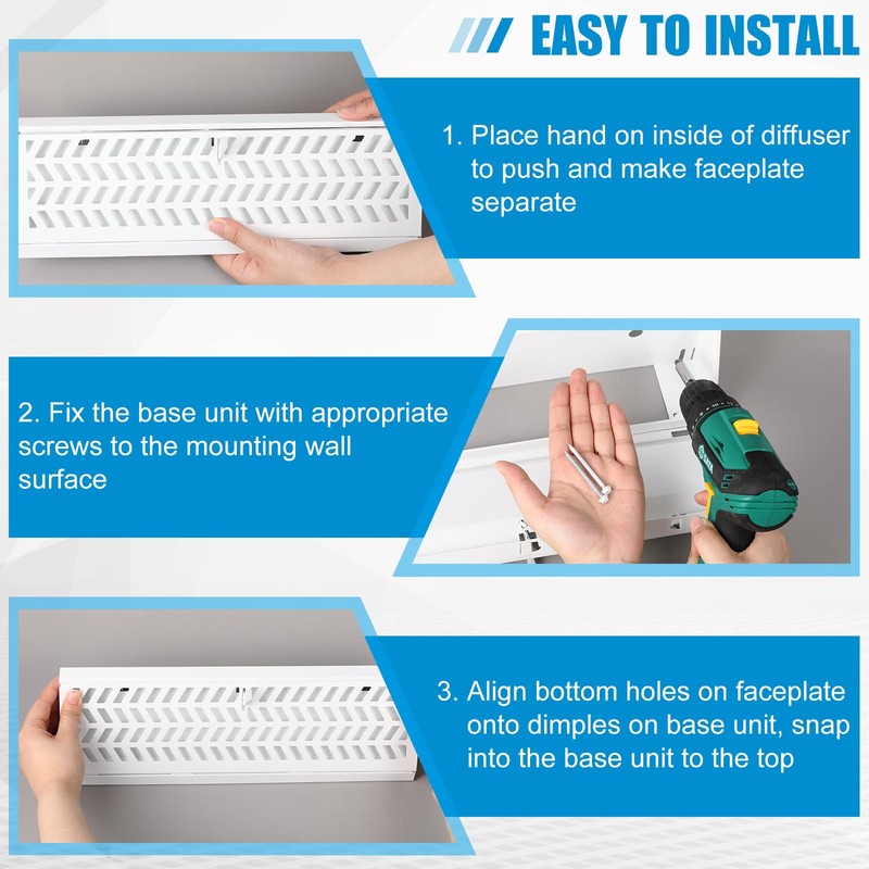 Blulu 2 Pack 15 Inch Baseboard Register Vent Duct Opening