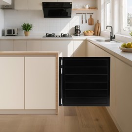 GDNTMU Swinging Cafe Doors, 35.4x35.4In Solid Wood Single Dutch Door, Retro Counter Saloon Door with 3 Spring Hinges, 180° Silent Swing for Hallway Kitchen Bar Pub Entrance (Black)