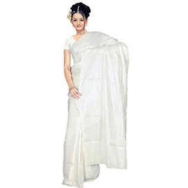 Trendofindia Indian Bollywood Fashion Sari Fabric Ladies Costume Dress White CA122, White
