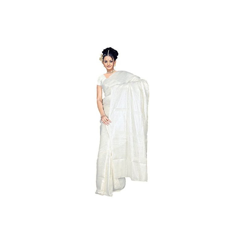 Trendofindia Indian Bollywood Fashion Sari Fabric Ladies Costume Dress White