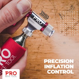 Pro Bike Tool CO2 Inflator - Quick & Easy - Presta and Schrader Valve Compatible - Bicycle Tire Pump For Road and Mountain Bikes - Insulated Sleeve - No CO2 Cartridges Included