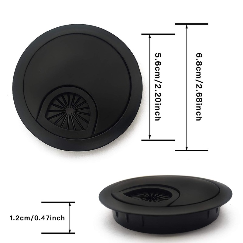 Pack of 2 Cable Grommets Desk, Cable Passage Diameter 60