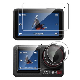 For Osmo Action 5 Pro Glass Film, Protective Film [2 for Main Screen + 2 Subscreen + 2 LED Protective Film] 9H Hardness, Shockproof, Osmo 5 Pro Camera Protective Film, High Transmittance,