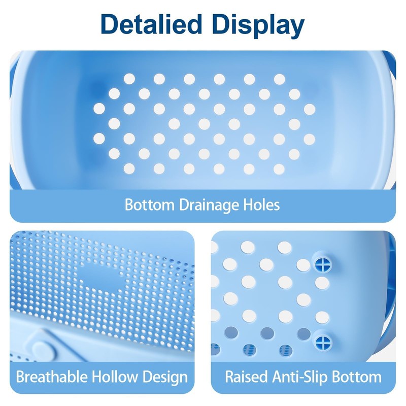 Portable Shower Caddy Basket with Handles Plastic Storage Basket Blue