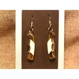 SZCO KNIVES Earrings Miniature Knife (PAIR) White MOP Shell 1-1/2" Stainless Wire + Gift Box