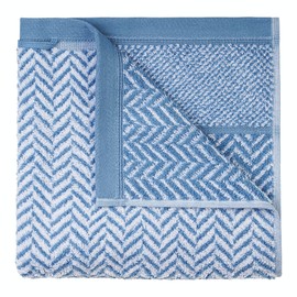 herzbach home Hand Towel / Bath Towel Set 100% Cotton Patterned (Blue/White, 3 Hand Towels 50 x 100 cm)