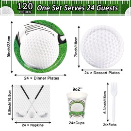 120 Pcs Golf Party Supplies Basketball Theme Sports Fan Disposable Dinner Tableware Set With Plates Napkins Cups Fork for Game Day, Holiday Sports Events, Birthdays Party Supplies Serves 24 Guests