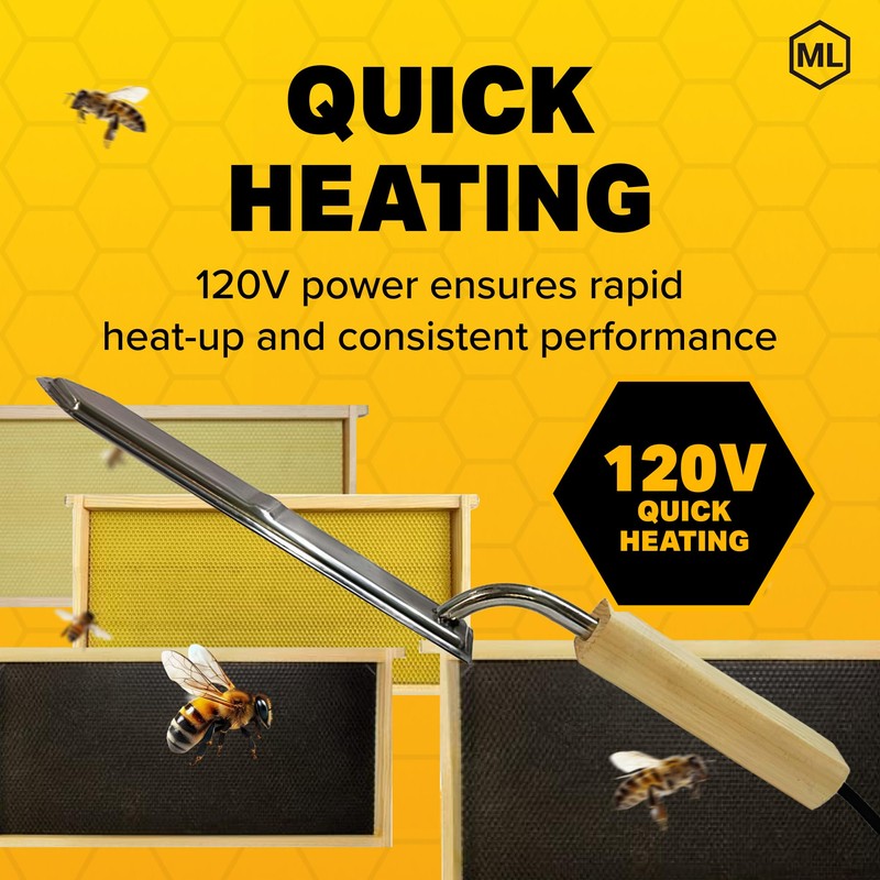 Electric Uncapping Knife, 120V, Stainless Steel Blade with Thermostat for