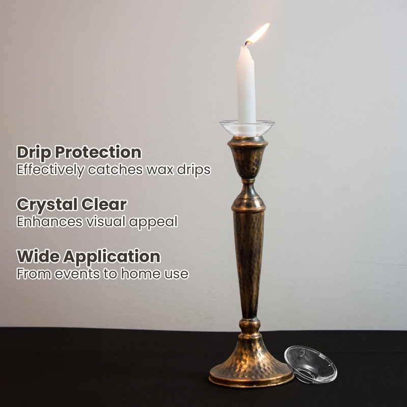 Elsjoy 12 Pack Glass Candle Bobeches, Candle Drip Protectors for