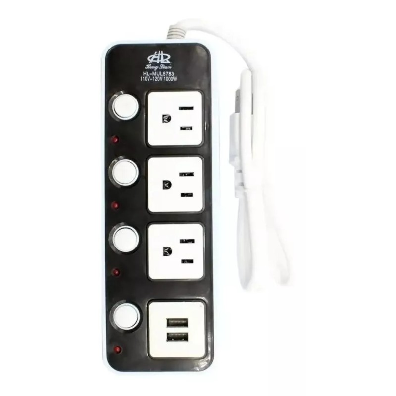 yuqing.fc Barra Multicontacto Extencion 3 Enchufes Interruptor Con Usb