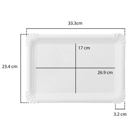 Miamex 20 White Paper Plates - Pastry / Appetizer / Buffet Presentation Trays (23 x 33cm)