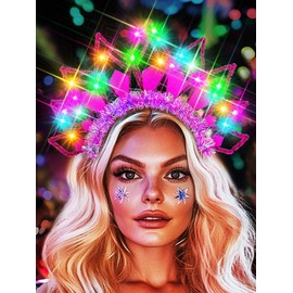 EARENT - Diadema LED con luz para mujer, color rojo brillante