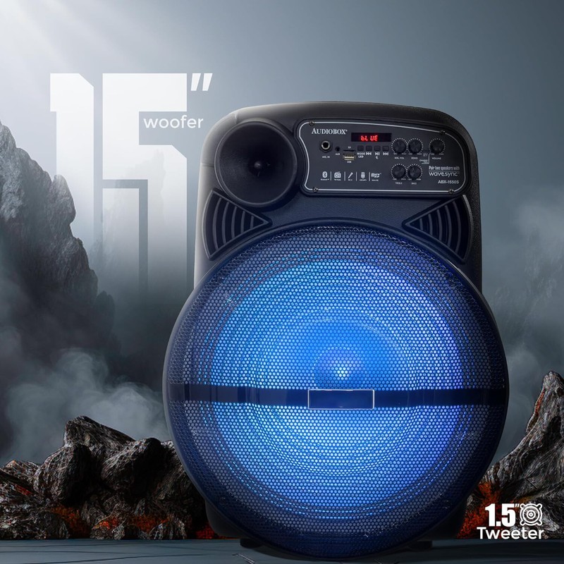 Dazone 15" Party Bluetooth Speaker Rechargable Subwoofer Karaok Wireless Mic