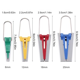 TOPINCN 4 Sizes/Set 6/12/18/25 mm Bias Tape Maker Set Fabric Bias Tape Maker Folder Kit DIY Sewing Quilting Binding Tool Multi-Purpose Sewing Clips