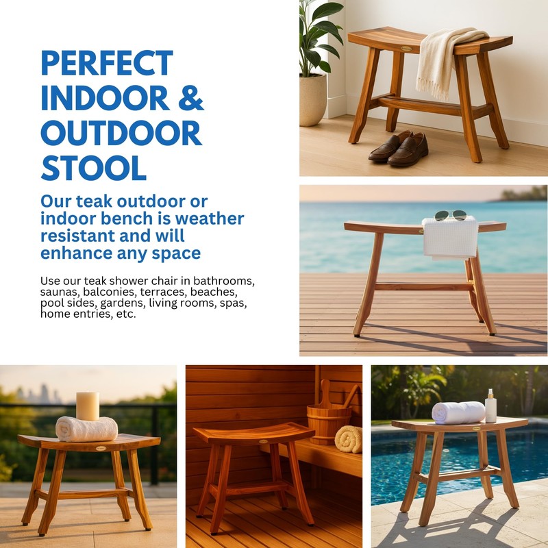 EcoDecors 24 Inch Satori Natural Teak Waterproof Teak Wood Shower