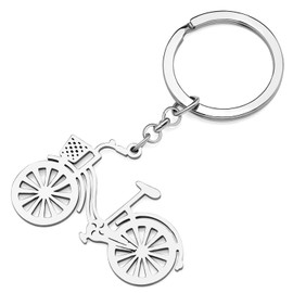 WEVENI Stainless Steel Cute Road Ebike Bicycle Key Ring Bike Key Ring Rings Jewellery Charms for Women Girls Ladies BMX Accessories, Silver B
