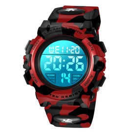 Digital Wristwatch Boys Sports Watch Kids Waterproof Wristwatch Children Outdoor Multifunction 50M Waterproof Alert Date Day Display LED Girls Boys, orange blue
